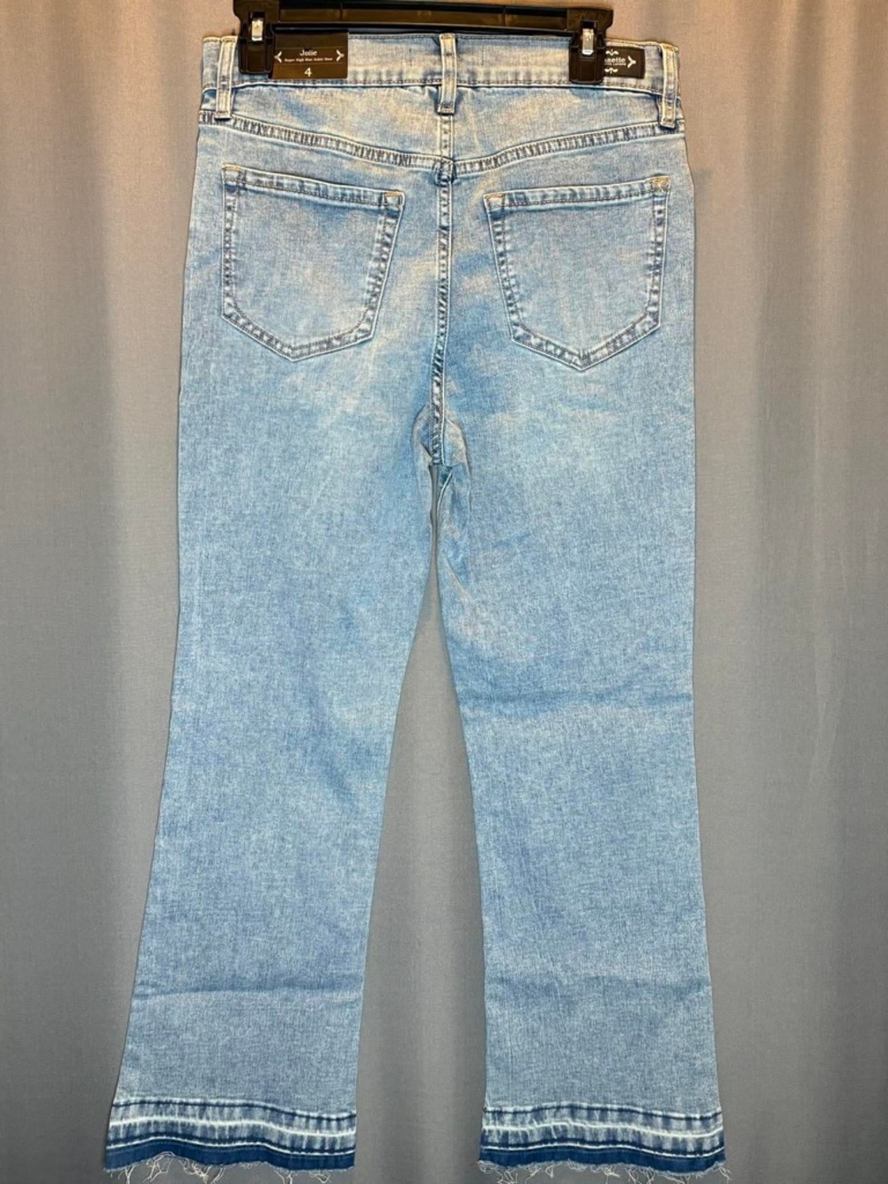 Nanette Lepore Light Blue Flare Jeans with Frayed Hem - Picture 4 of 11